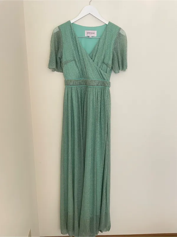 JessaKae Darling Dashwood Maxi Dress in Jade Metallic Sparkle Size Small - Image 2
