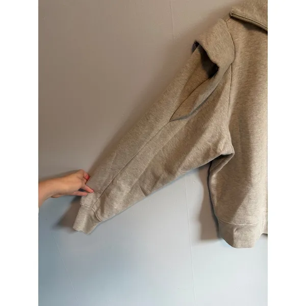 Frame Sporty Zip Sweatshirt Half Zip Funnel Neck Ruffle Wing Shoulders sz Large - Image 3