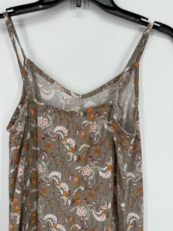 Wallflower Brown Floral Sun Dress Maxi Spaghetti Strap Medium Front Slit Boho - Image 3