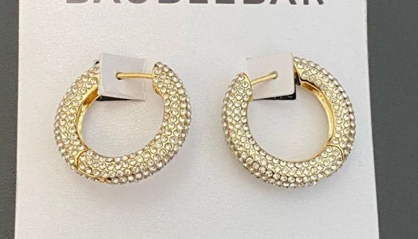 New Baublebar Carina Gold Pavé Crystal Encrusted Huggie Hoops earrings - Image 3