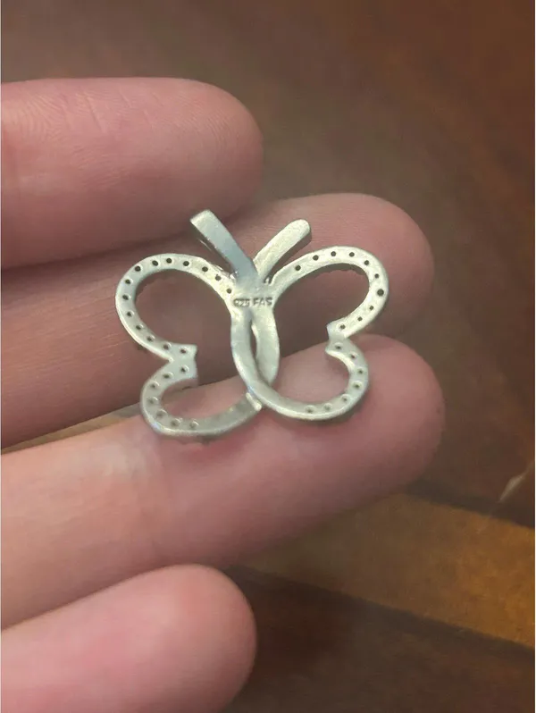 Z070 2.88g almost 1 inch long 925 sterling silver pendant butterfly - Image 3