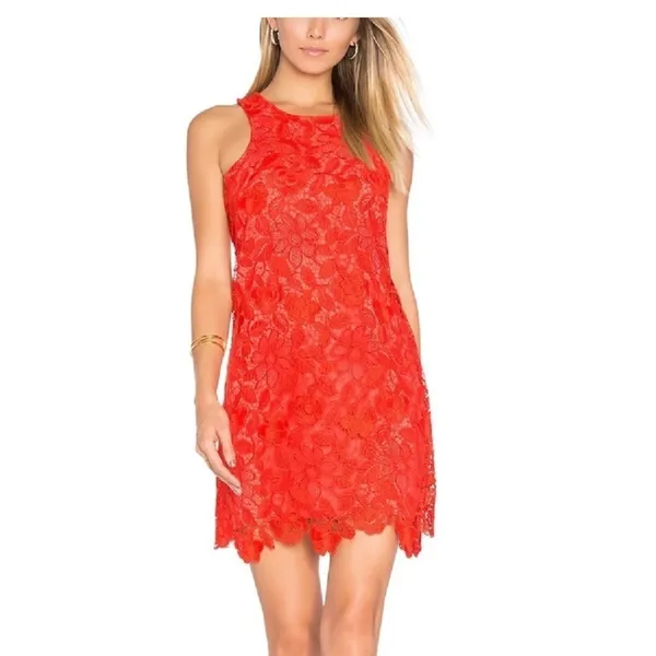 Lovers + friends Caspian red lace sleeveless party cocktail dress size xsmall - Image 6