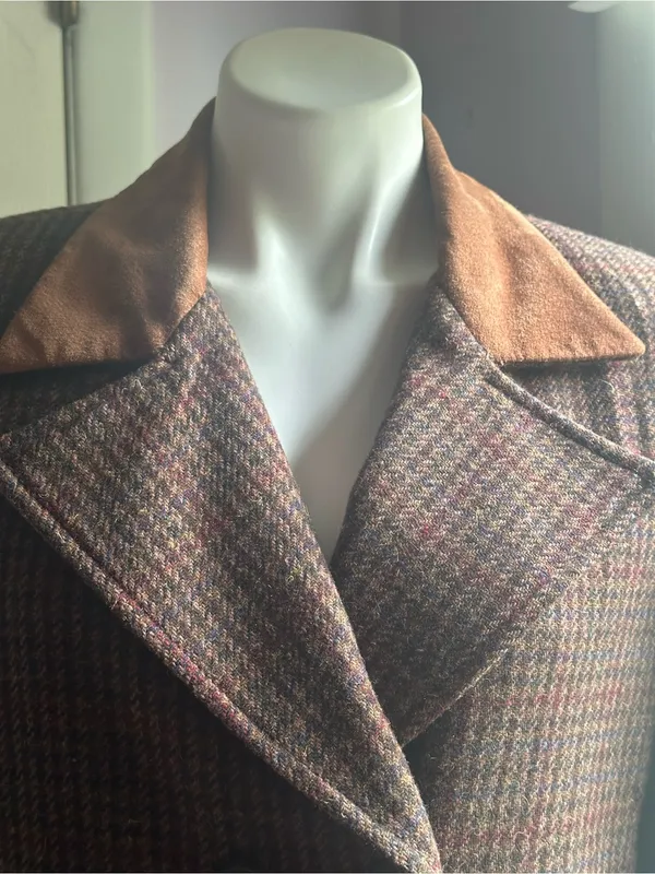 INTERNATIONAL SCENE Brown Red Blue Wool Blend Double-Breasted Coat Sz 11/12 - Image 3