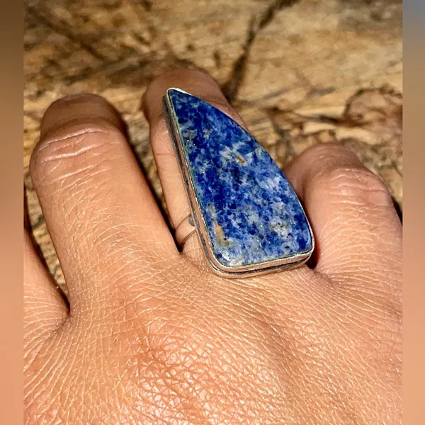 Lapis Lazuli Ring Size 5 1/4 Blue - Image 4