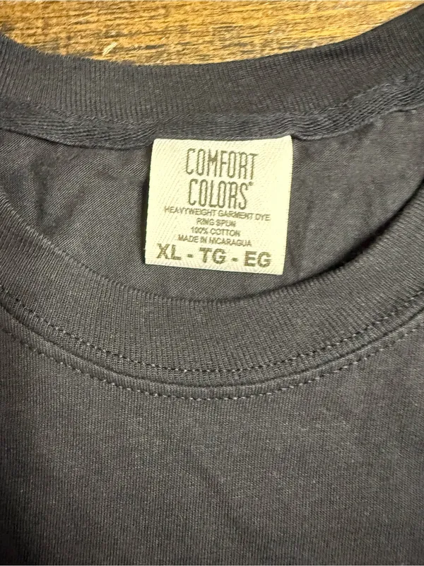 Comfort Colors Black Tee with Pink-Purple Ghost Bow Graphic - Image 2