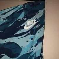 Wmns NIKE Blue Paint Camo Athletic Capri leggings pants L blue dri fit fold down - Image 4