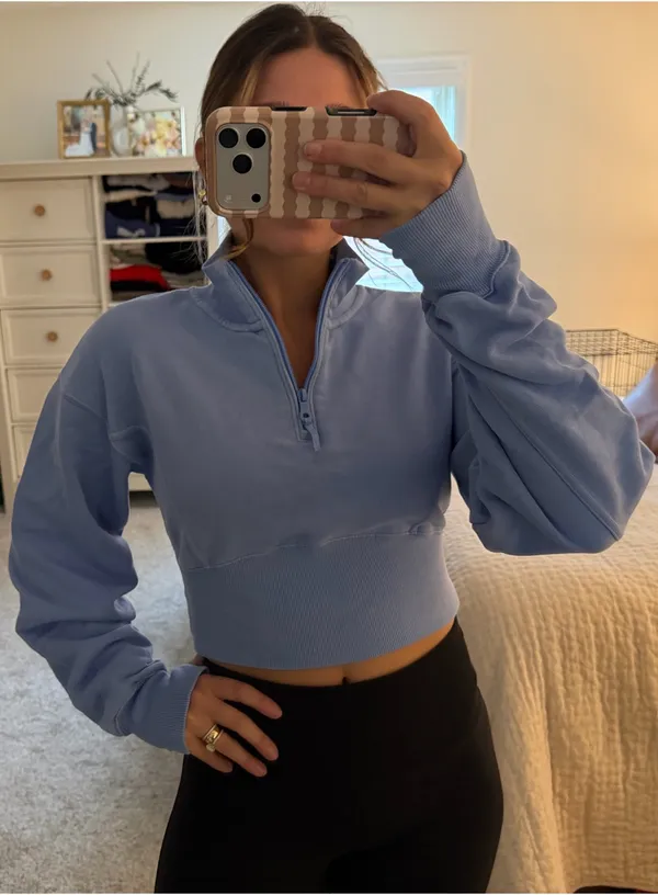 Offline by aerie Blue cropped q-zip  - Image 2
