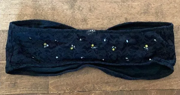 Aerie black lace strapless bralette with stones - Image 3