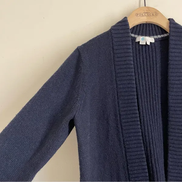 Boden Wool Alpaca Blend Open Front Cardigan Sweater Jacket Coatigan Navy size S - Image 3