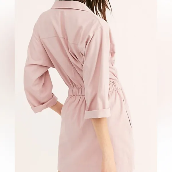 Free People Hazel Pink Shirt Dress Cotton‎ Blend Button Front XS Boho Chic - Image 2