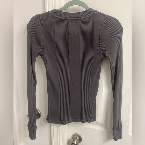 Aerie Charcoal Long Sleeve Henley Top Jrs. - Image 6
