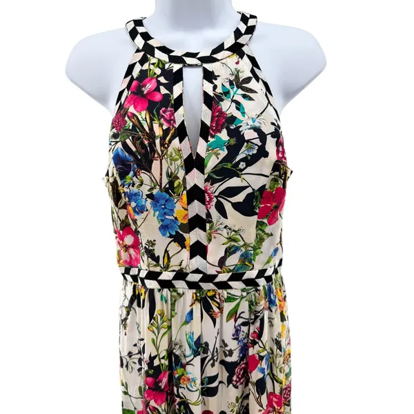 Parker Silk Halter Floral Luella Sleeveless‎ Maxi Dress S Resort Vacation Cutout - Image 5