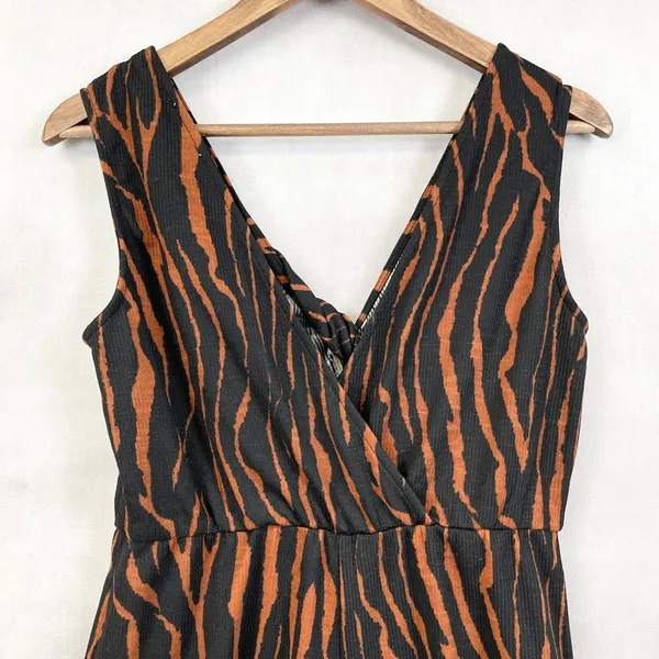 Charming Charlie Womens Jumpsuit Size Small Zebra Safari Mobwife‎ Wide Leg Retro - Image 5