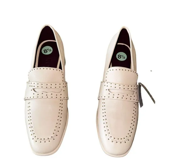 NWT Aerosoles women's Ardore Loafer Studded In Color: Eggnog Leather - Image 6