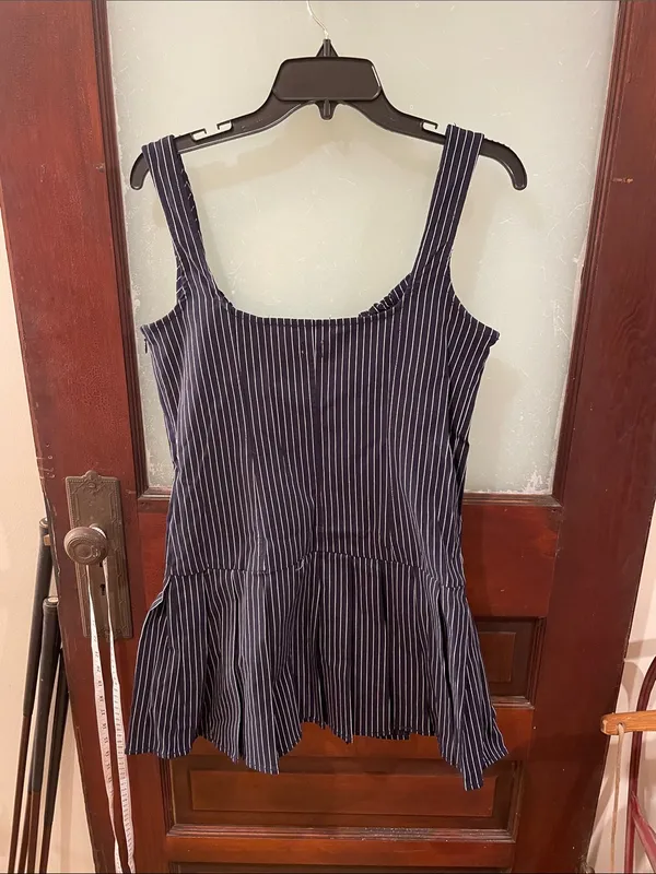 Urban Outfitters Navy and White Striped Mini Dress - Image 3
