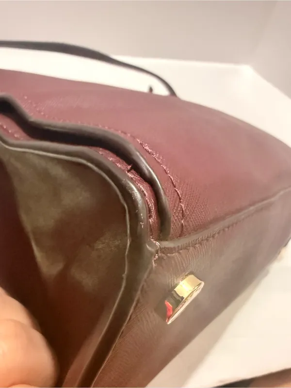 Michael Kors Wine Saffiano Leather Satchel with Gold Hardware - Image 6
