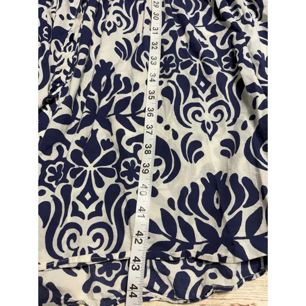 Zara Cotton Shirt Midi Dress Small Blue White Damask Floral Breezy Light - Image 5