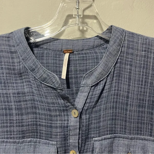 Free People Talk To‎ Me Popover Gauze Tunic Shirt Blouse XS sheer blue Boho - Image 6