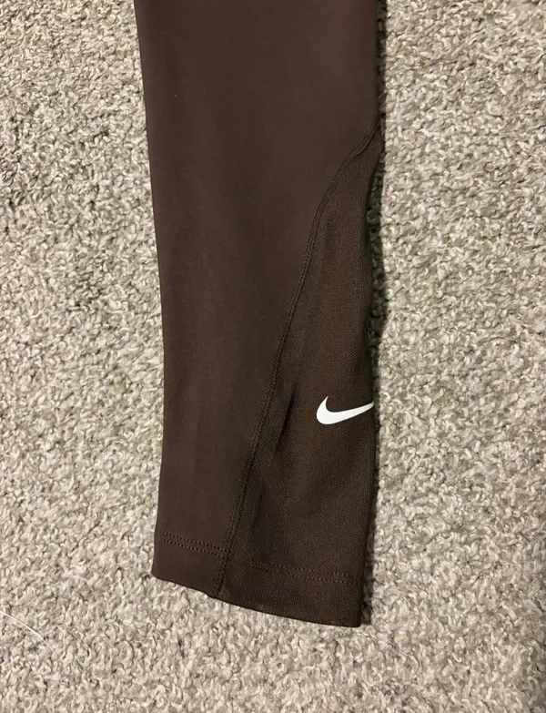 Nike Women’s Brown Leggings Size Medium Mesh Ankles EUC - Image 3
