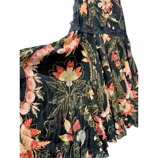 Free People Floral‎ Printed She Moves Tie Back Lace Mini Dress XS - Image 7