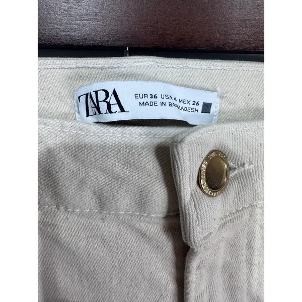 Zara Skinny Jeans Women's High‎ Rise Stretch Denim Cream Size 4 - Image 4