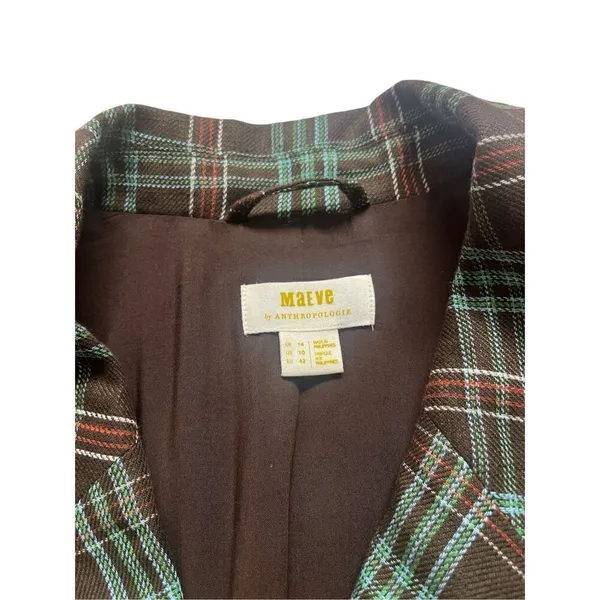 Anthropologie jacket blazer by Maeve plaid sz 10 - Image 4