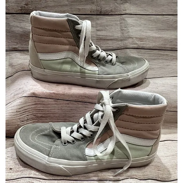 Vans SK8 Hi Multi-Color Pastel Suede Canvas Sneakers Men Size 5.5 Women’s 7 - Image 3