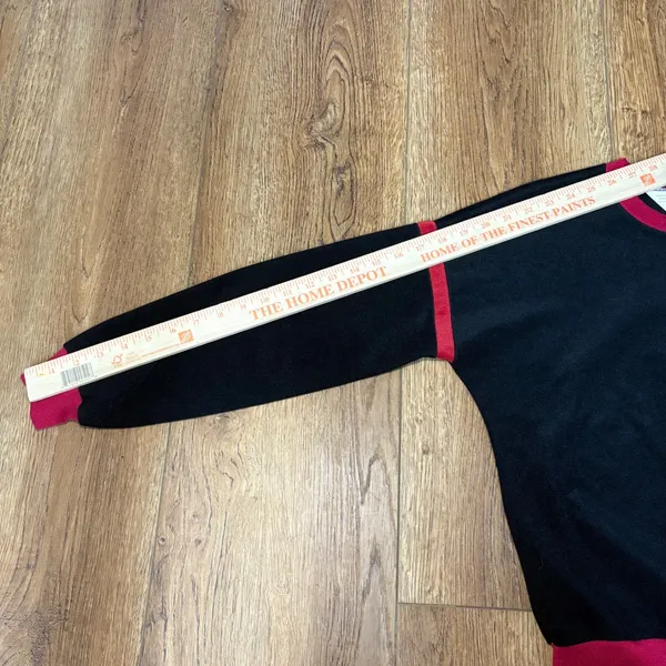 VTG 70s Ms Lee Velour Sweatshirt Black Red Crewneck Top USA Made Women's M retro - Image 8