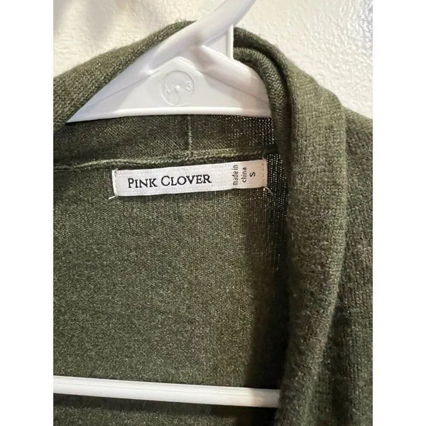 Pink Clover New Women Small Green Two Pocket Long Sleeve Open Cardigan - Image 5