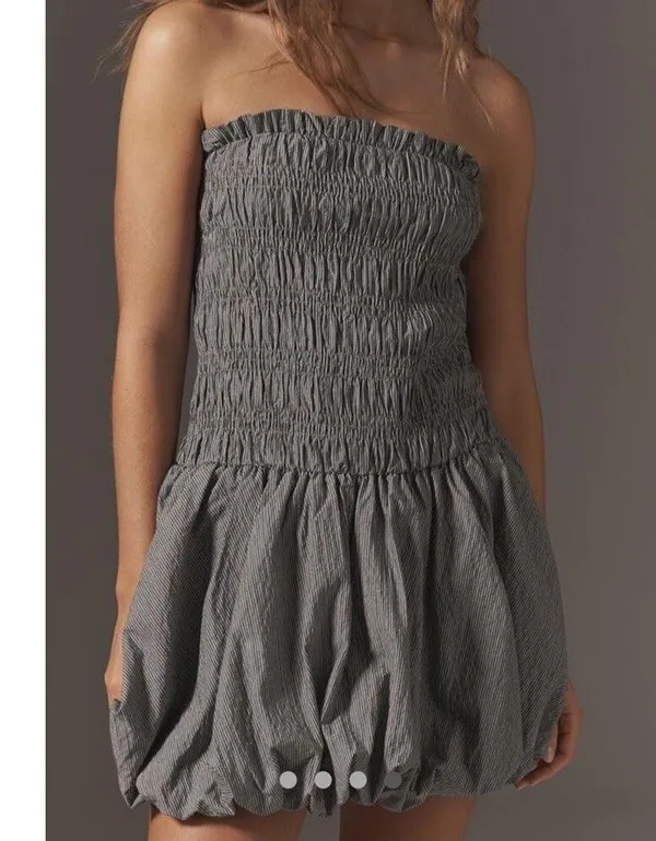 By Anthropologie Strapless Smocked Mini Dress Size M - Image 4