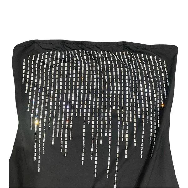 Rhinestone Bodycon Strapless Mini Dress in Black, Size L​ - Image 2
