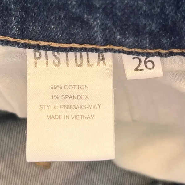 PISTOLA Charlie High Rise Straight Leg Button Fly Zipper Blue Denim Jeans 26 - Image 11