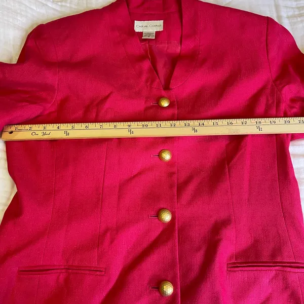 Vintage Casual Corner Fuchsia Short Sleeve Blazer Jacket Gold Buttons - Image 7