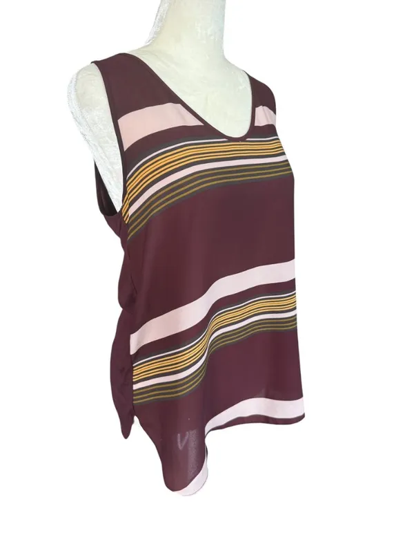 LOFT Outlet plum sheer-like v-neck sleeveless tank top women's size Small - Image 2