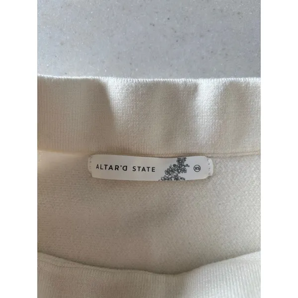 Altar’d State Ivory Sweater Knit Mini Skirt Women’s XS Soft Pull On Preppy - Image 6