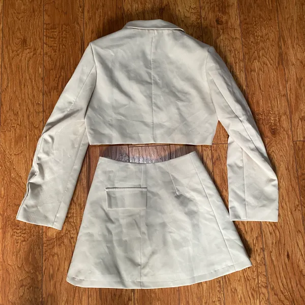 Blazer & Mini Skirt Set Tan - Image 3