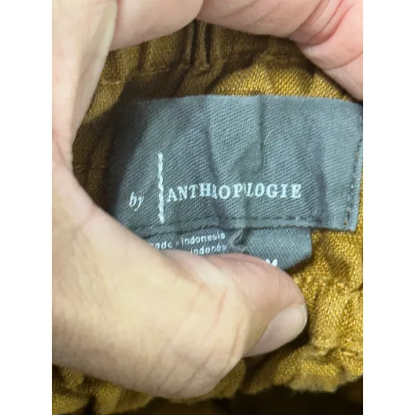 Anthropologie Somerset Pull-On Pants Linen Edition Mustard Yellow Wide Leg M - Image 3
