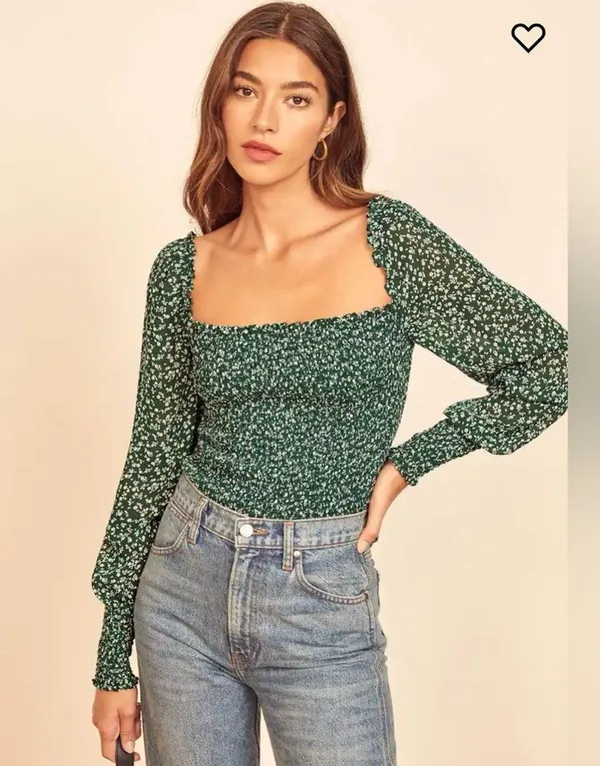 Reformation Pinto Top in Parsley Green Size Small - Image 2