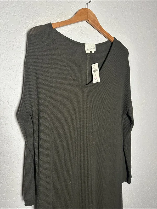 NEW Anthropologie Taylor Ribbed Maxi Dress Saturday Sunday Olive Green Medium - Image 4