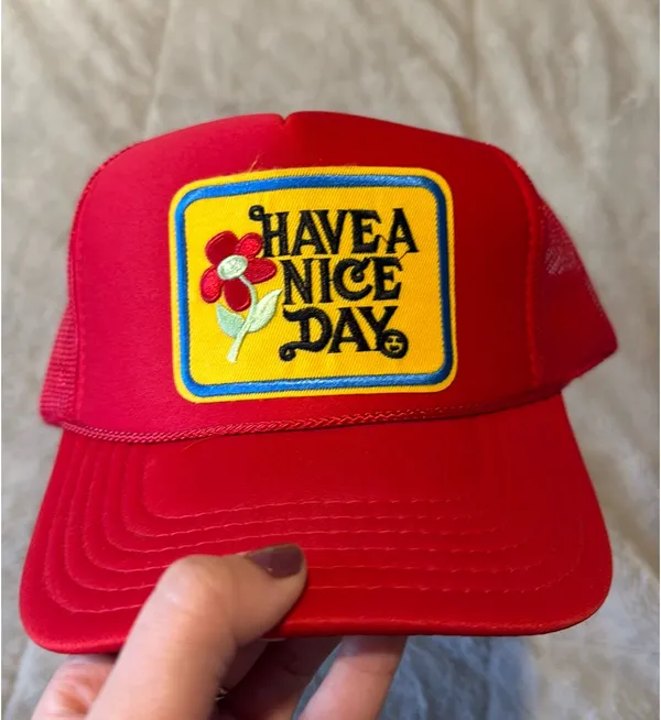 Have a Nice Day Trucker Hat Red - Image 2