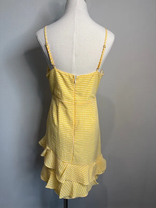 Altard State Yellow Gingham Ruffle Mini Sundress Size M New - Image 2