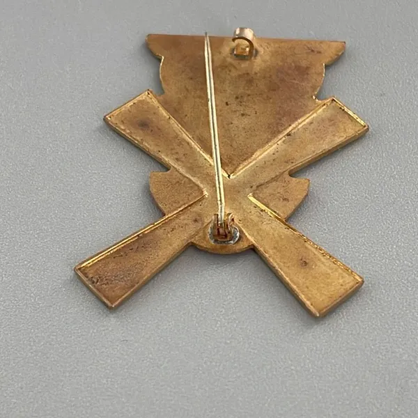 Vintage brass copper enamel windmill brooch. Red - Image 4