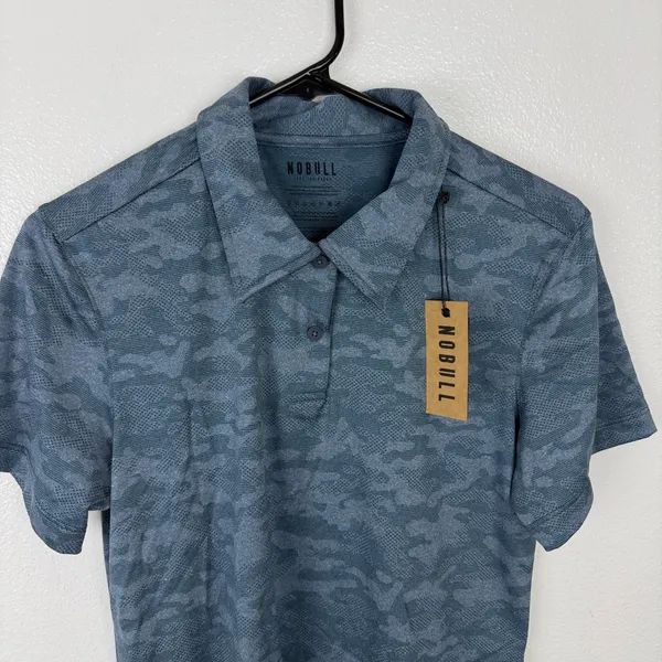 Nobull Polo Womens Medium Blue Camo Short Sleeve Athletic Golf Shirt NWT - Image 2