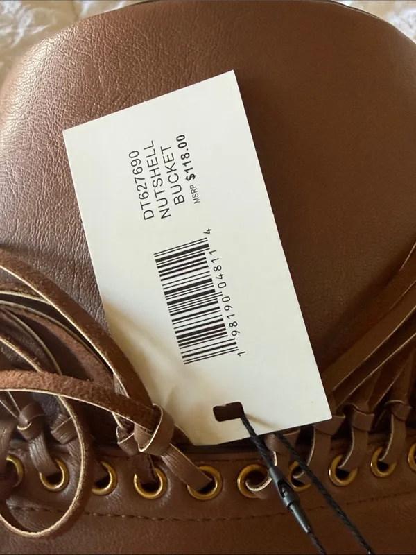NWT $118 Steve Madden Fringe Bucket Bag Nutshell Tan Crossbody or Tote Bag - Image 9