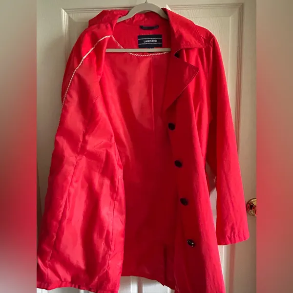 Lands’ End Crimson Dawn Harbour Cottage Trench Coat‎ Sz L Minimalist Boho-Chic - Image 14