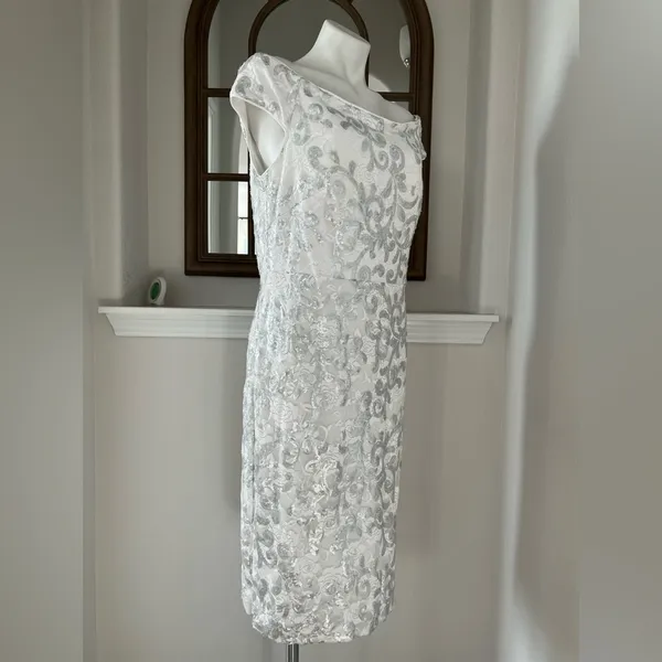 Eliza J. IVORY Off-the-Shoulder Dress Sequined Size 16, New w/Tag Retail $168 - Image 2