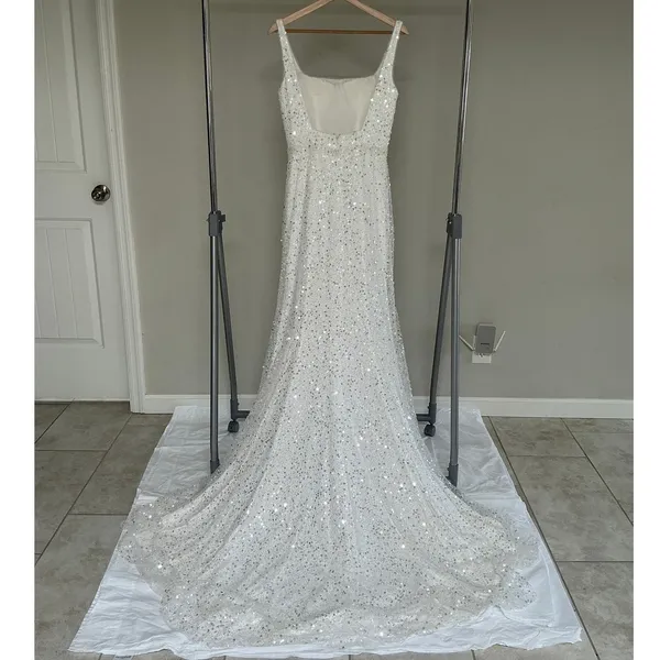AW Bridal Sleeveless Sequin and Beaded Wedding Dress W6 White/Ivory - Image 2
