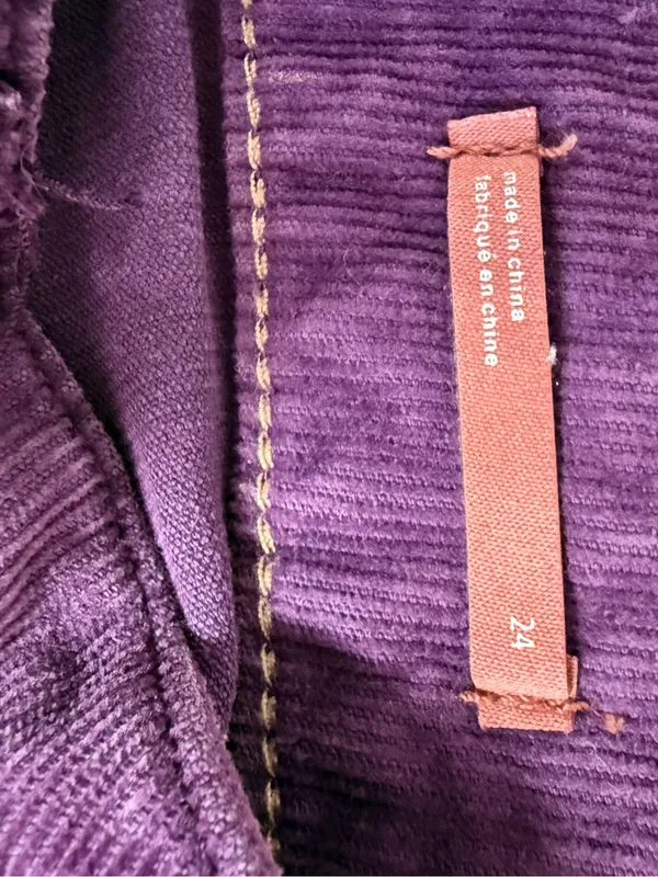 Pilcro Corduroy Wide Leg Pants Size 24 Purple High Rise Anthropologie - Image 7