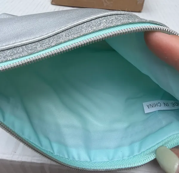 Silver Metallic Makeup Bag Cosmetic Pouch Travel Organizer Zipper Case - Image 3