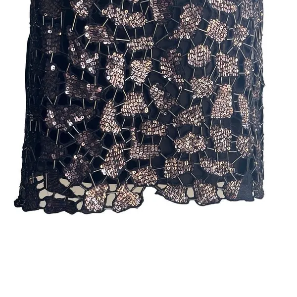 Guess Brown Bronze Metallic Sequin Black Mini Cocktail Party Dress Glam 9‎ Jrs - Image 4